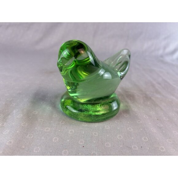 Vtg Hand Blown Green Glass Bird Figurine Ward Style Unsigned - Picture 2 of 8